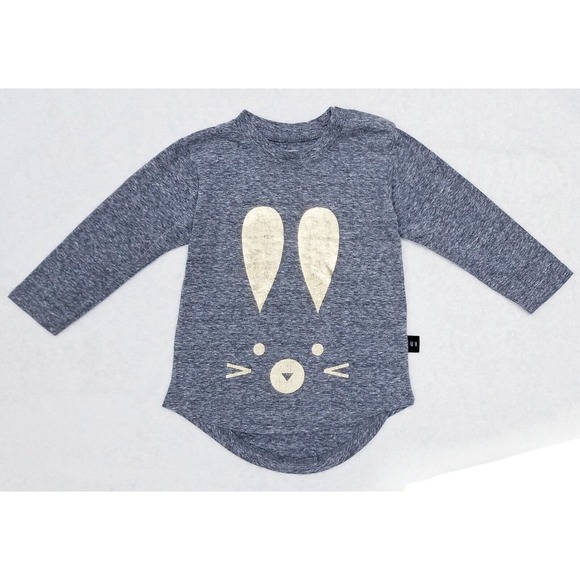 BABY GIRL'S HUXBABY CUTE BUNNY RABBIT DROP BACK HI-LOW TEE TUNIC DRESS "1" 12M - Picture 2 of 8